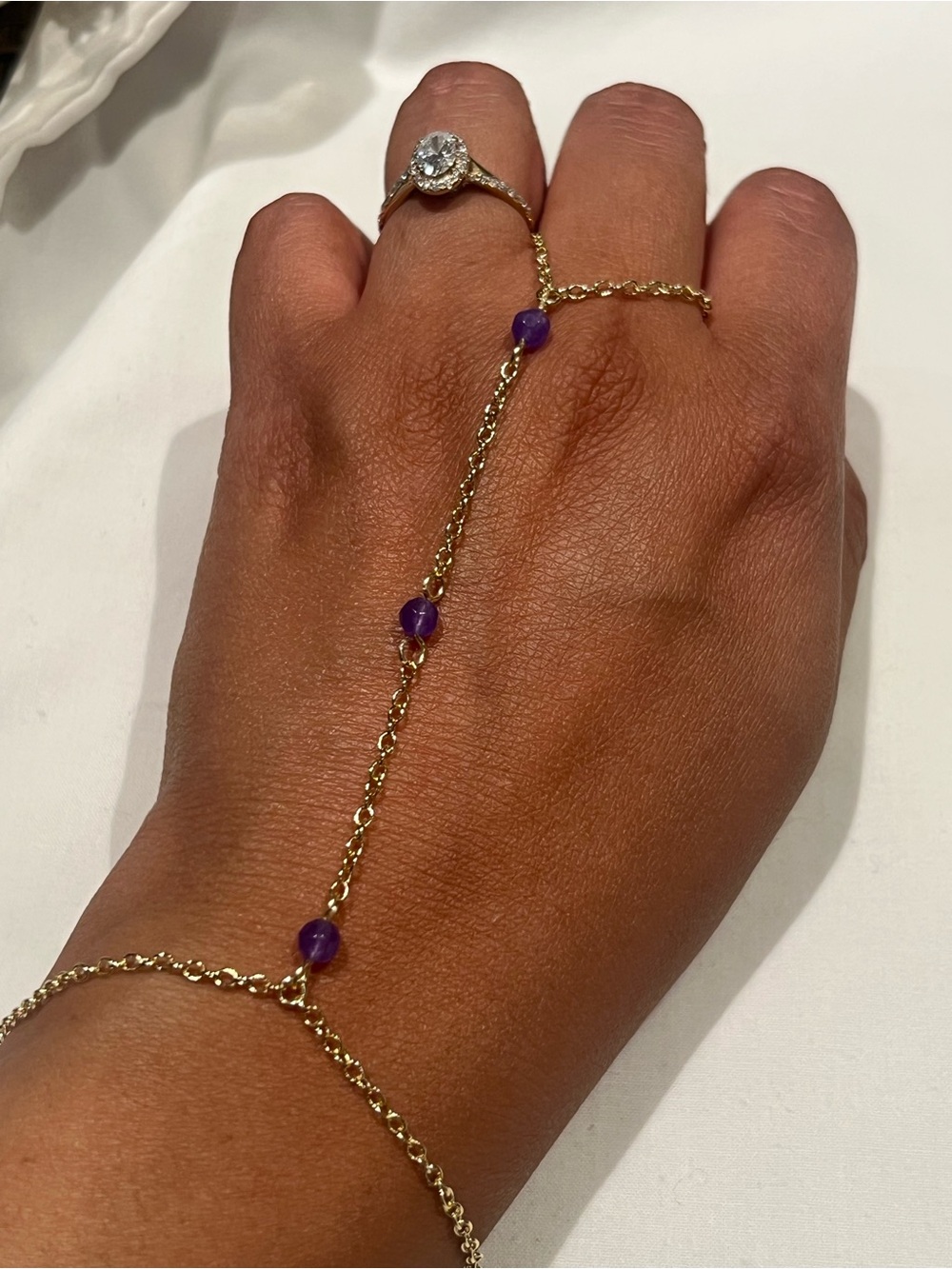 Jade gold plated hand chain